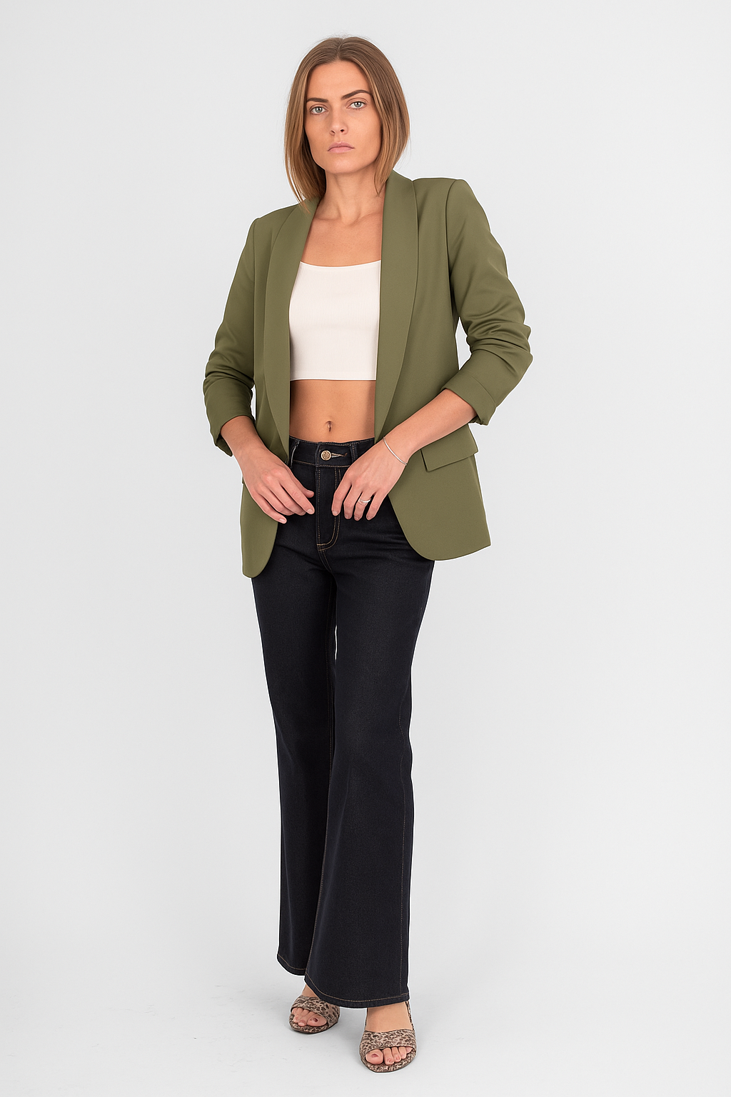 Veste blazer à manches relevées