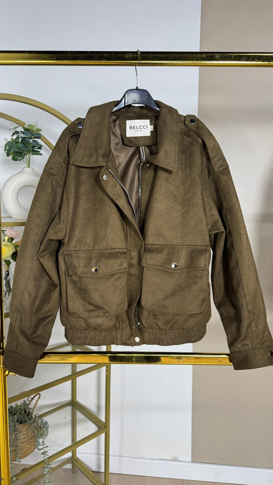 Veste façon daim doublée avec zip