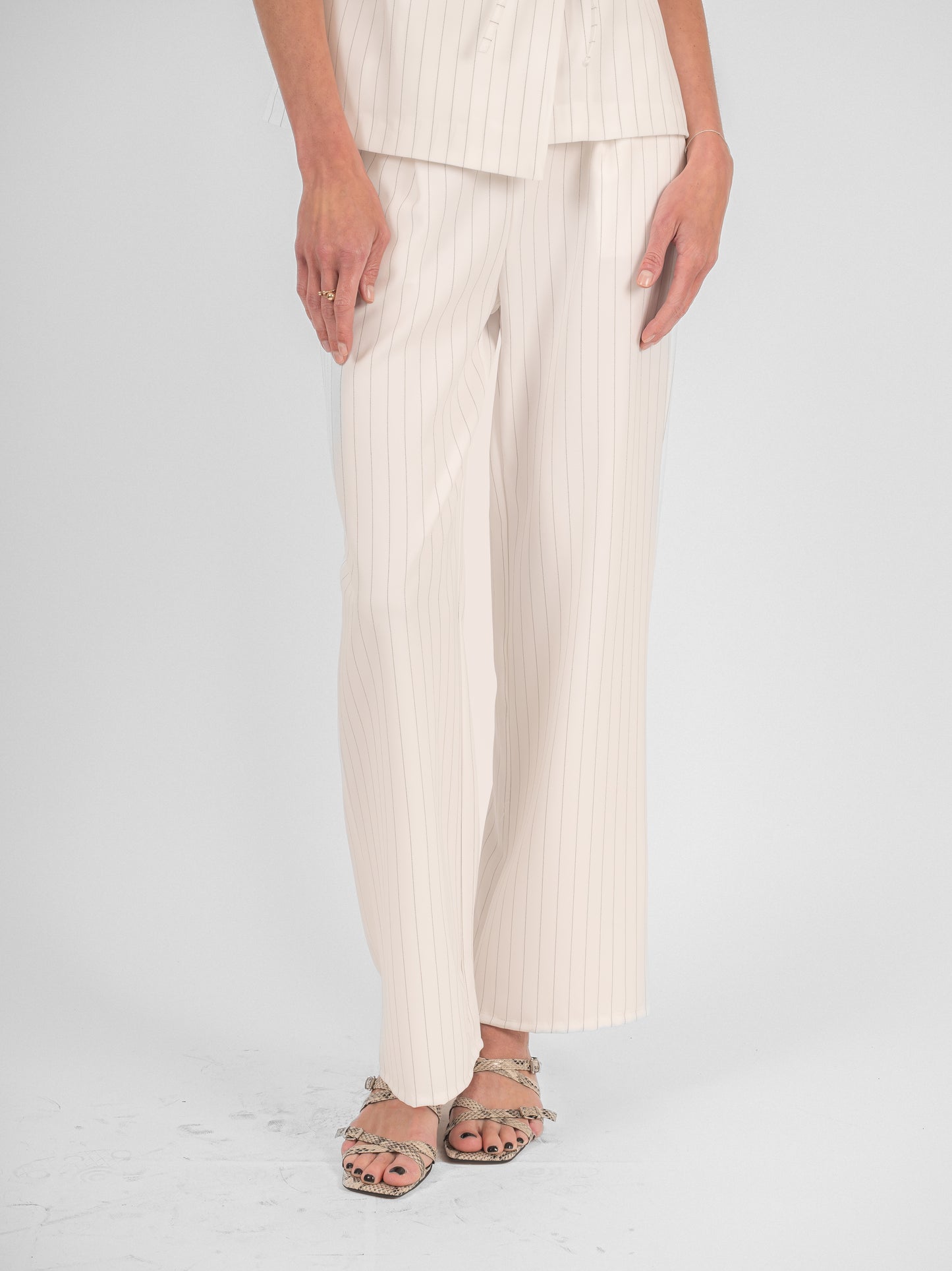 Ensemble rayé pantalon blazer sans manches