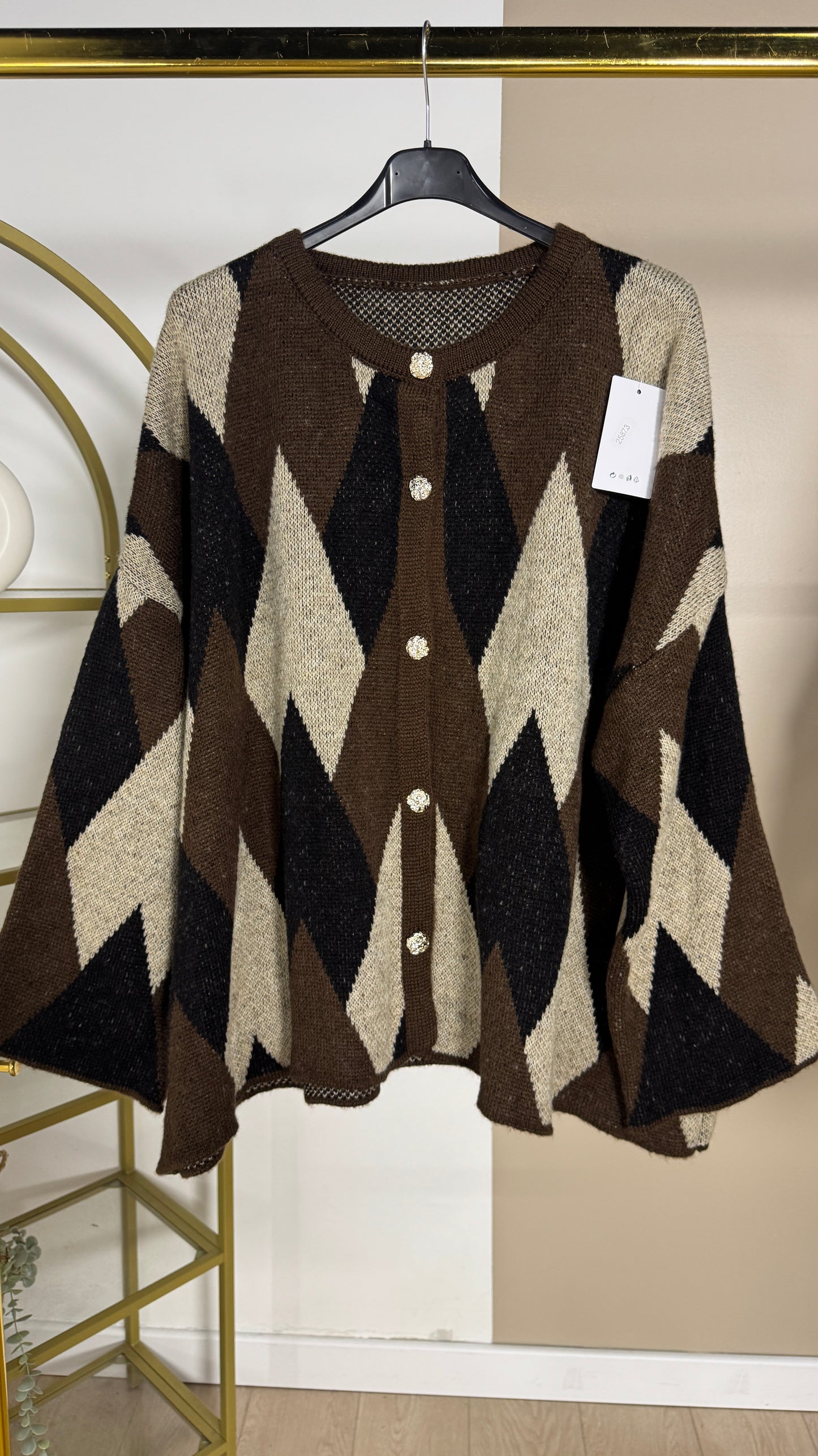 Cardigan NAE oversize à motifs avec boutons dorés