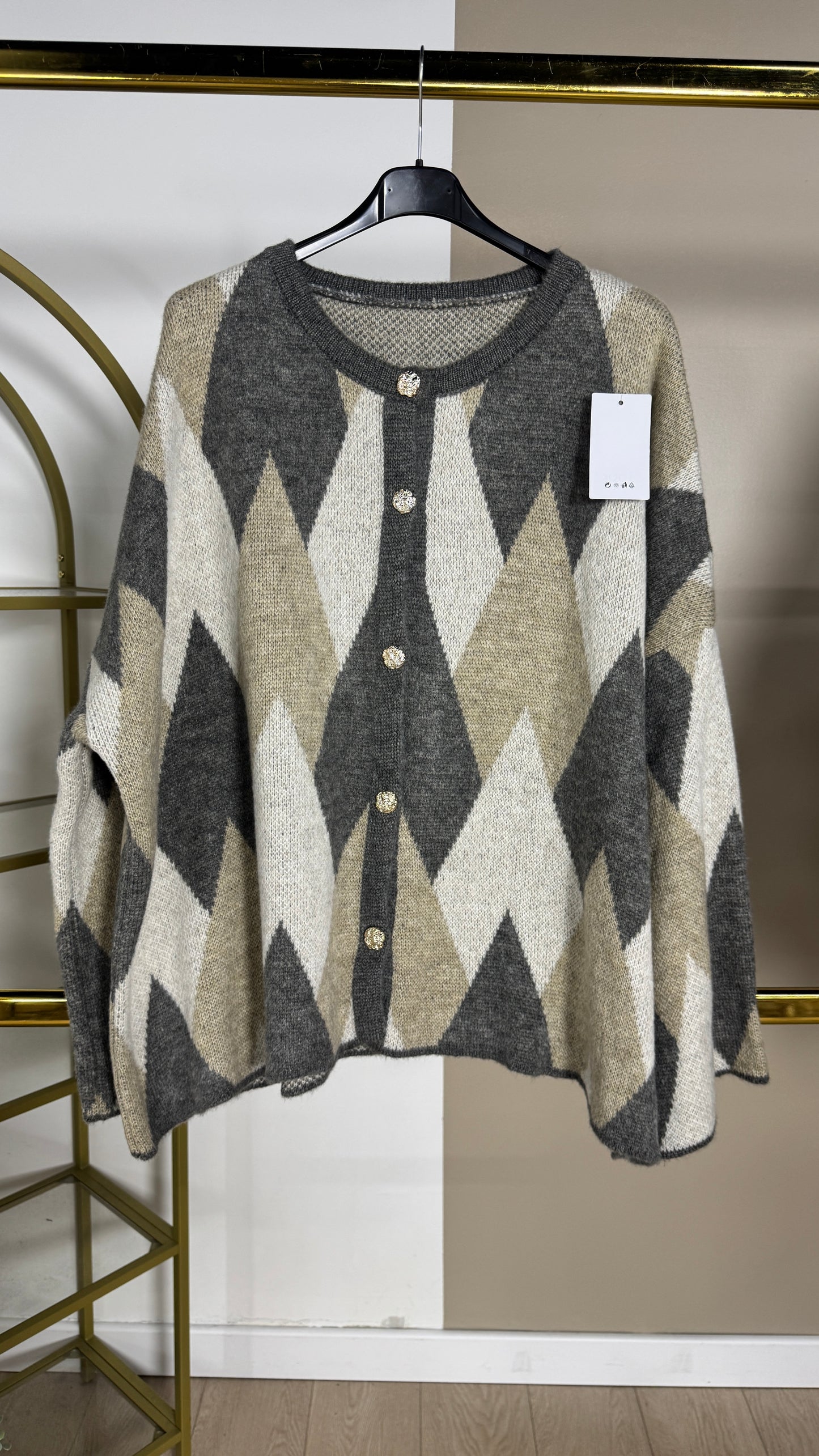 Cardigan NAE oversize à motifs avec boutons dorés