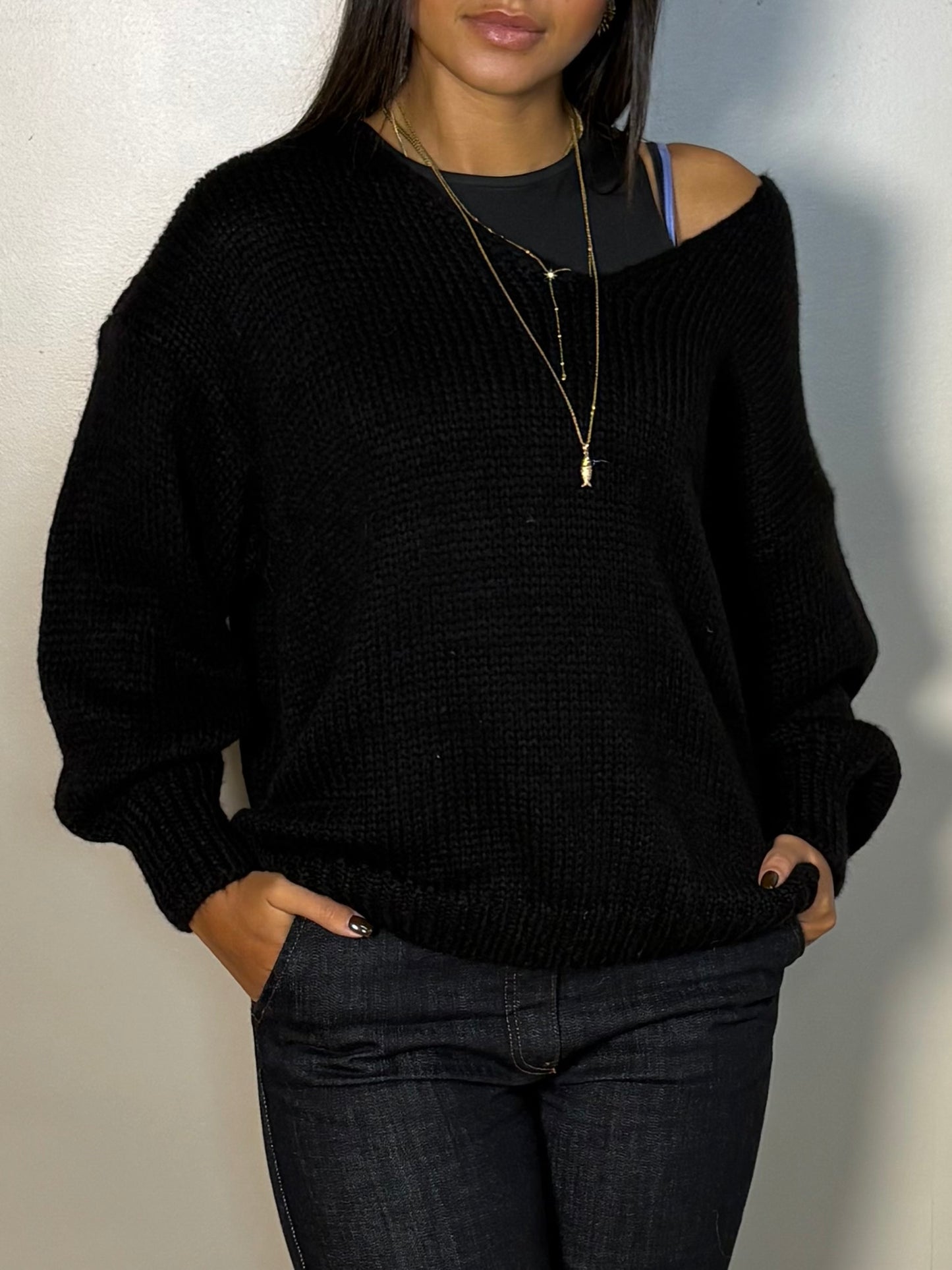 Pull tricoté col V Delia