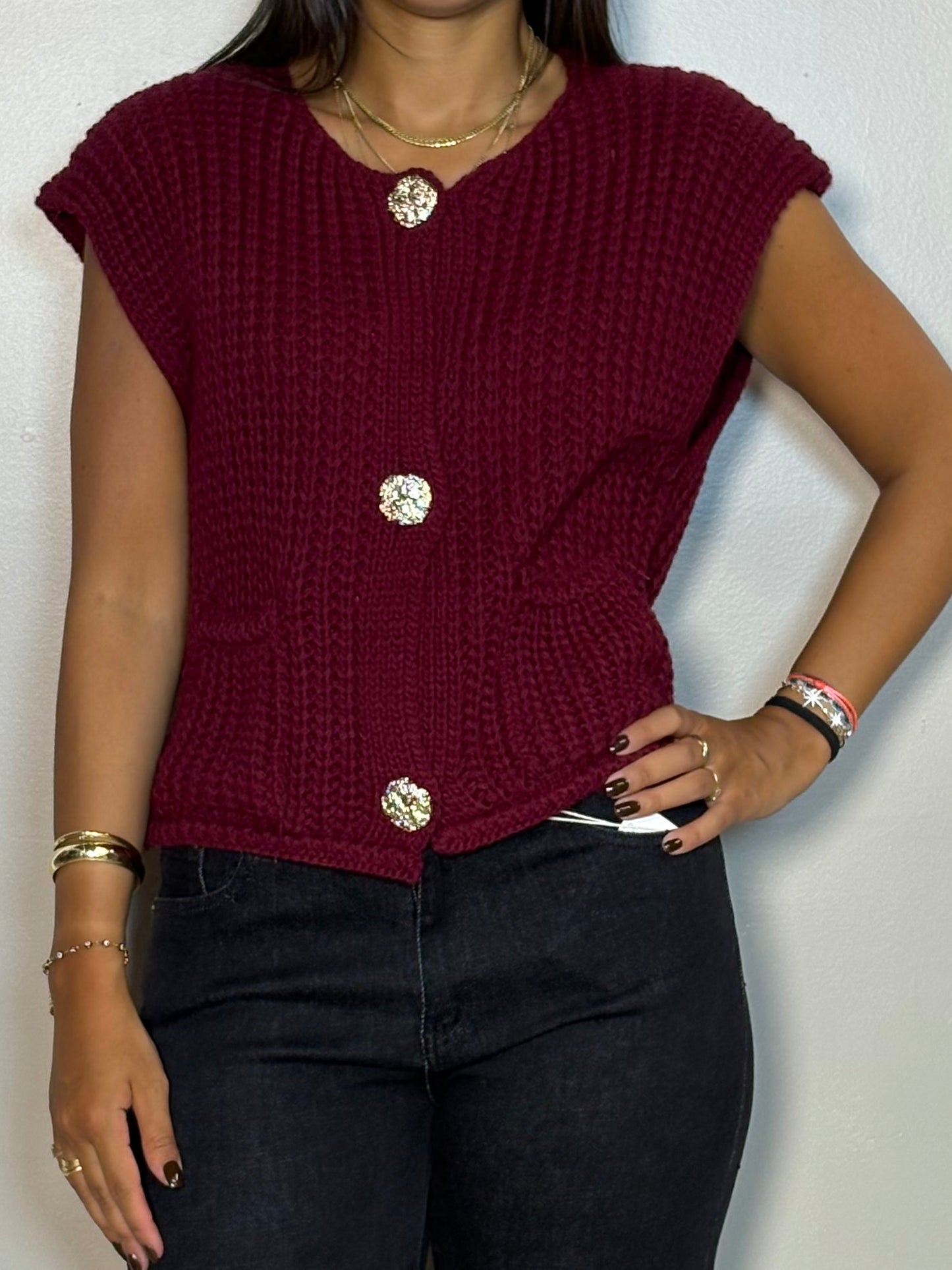 Cardigan tricoter en maille INES
