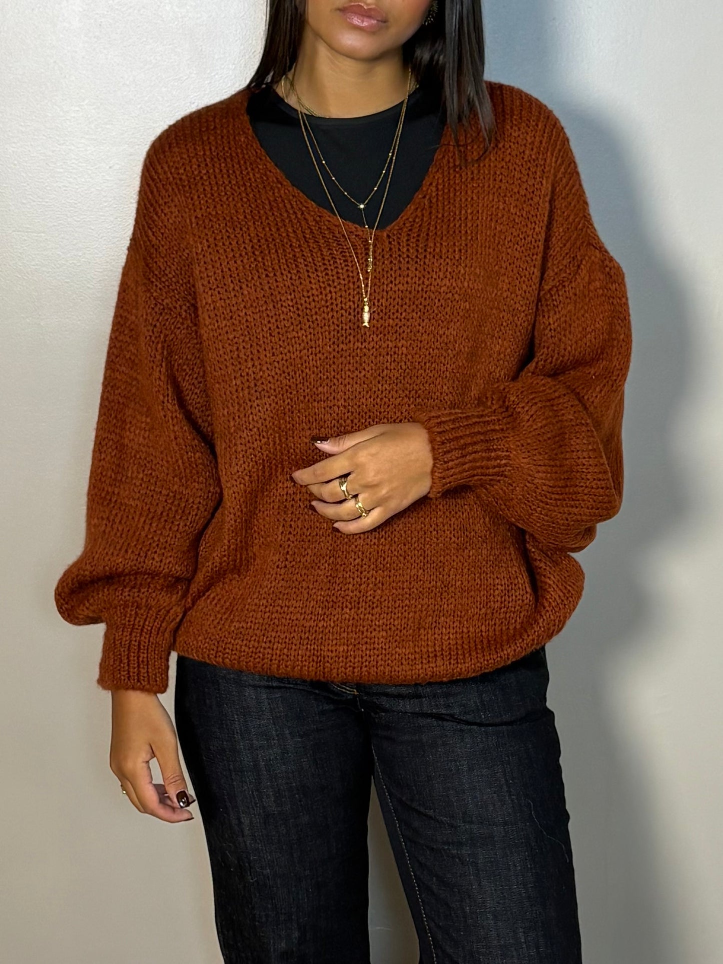 Pull tricoté col V Delia