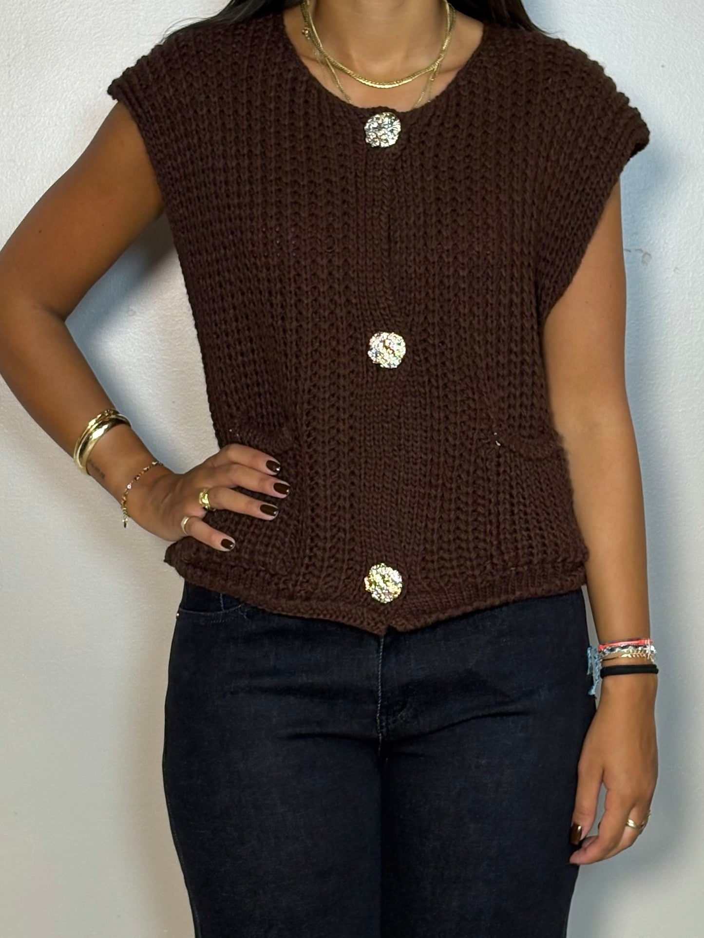 Cardigan tricoter en maille INES