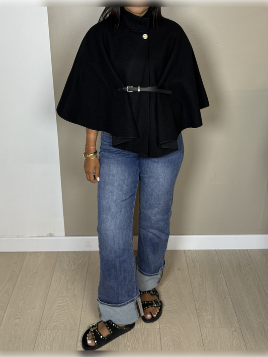 Poncho façon laine ceinture PAOLA - A1