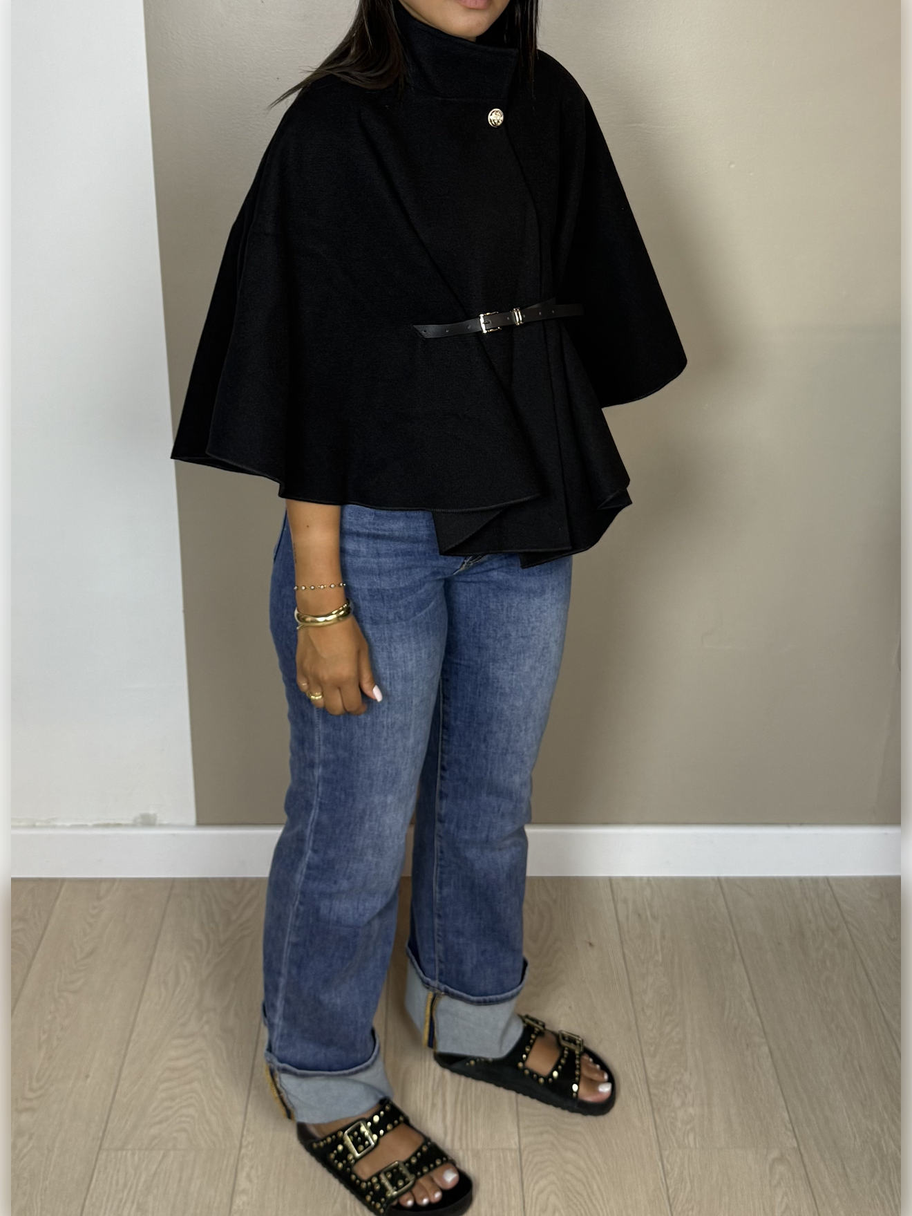 Poncho façon laine ceinture PAOLA - A1