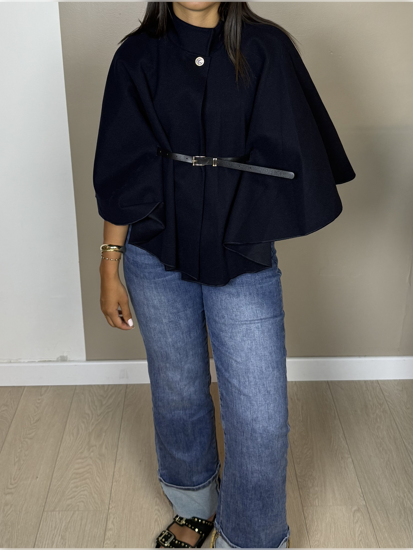 Poncho façon laine ceinture PAOLA - A1