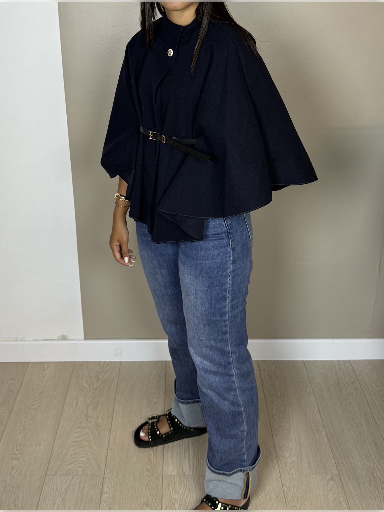 Poncho façon laine ceinture PAOLA - A1