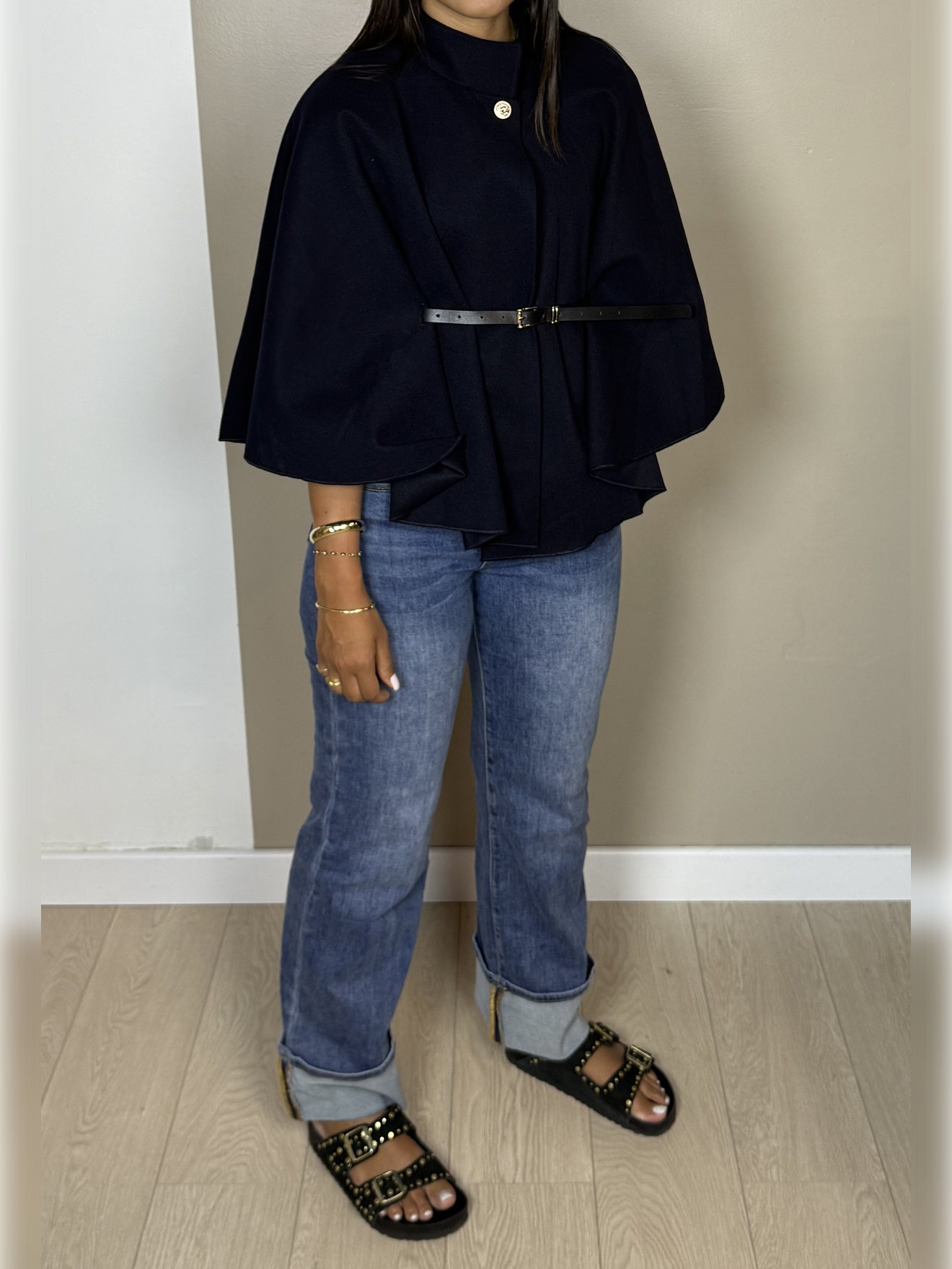 Poncho façon laine ceinture PAOLA - A1