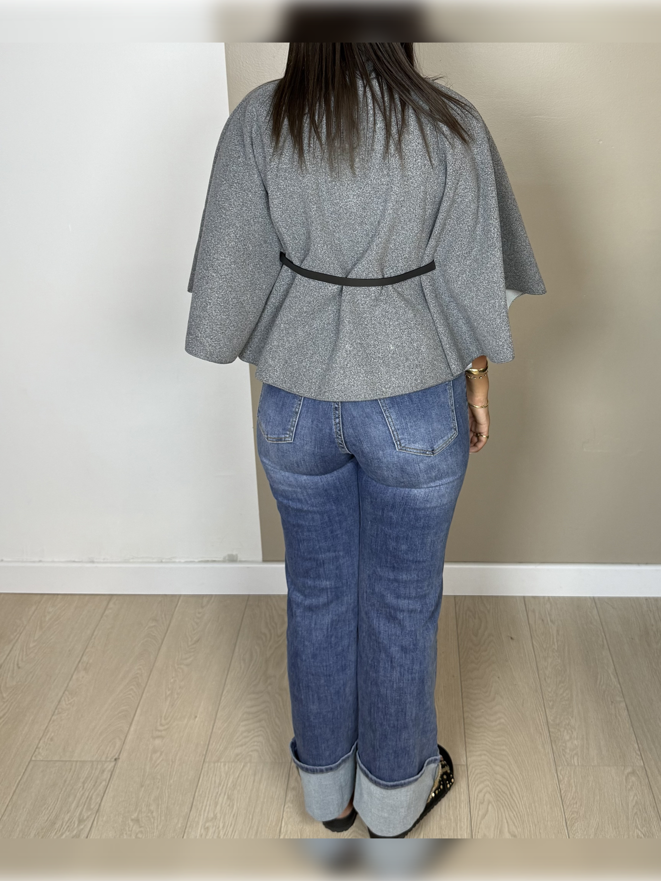 Poncho façon laine ceinture PAOLA - A1