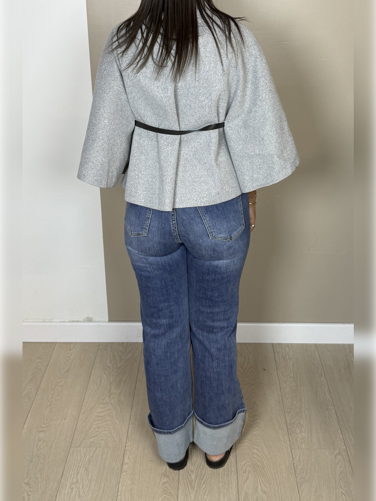 Poncho façon laine ceinture PAOLA - A1