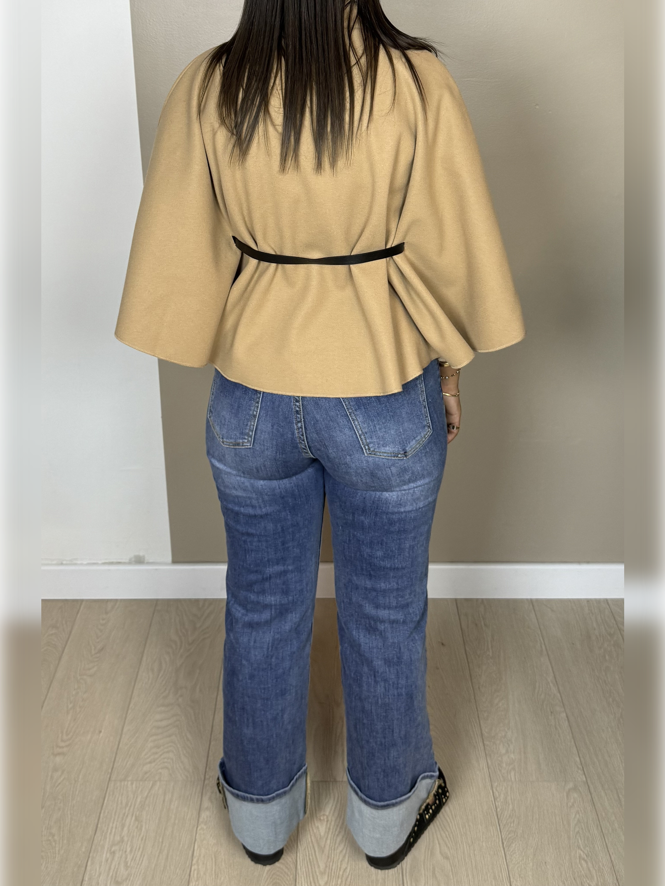 Poncho façon laine ceinture PAOLA - A1