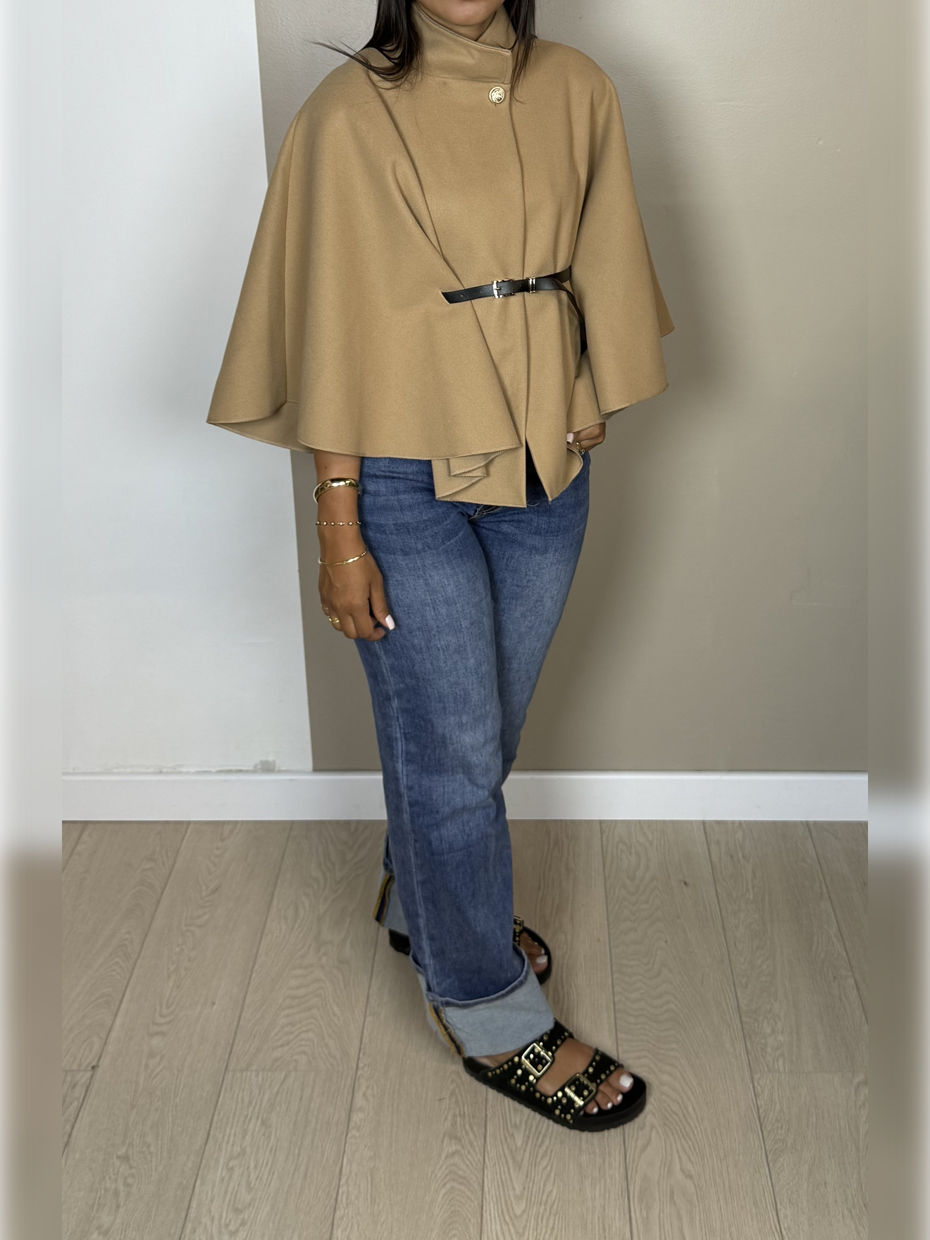 Poncho façon laine ceinture PAOLA - A1