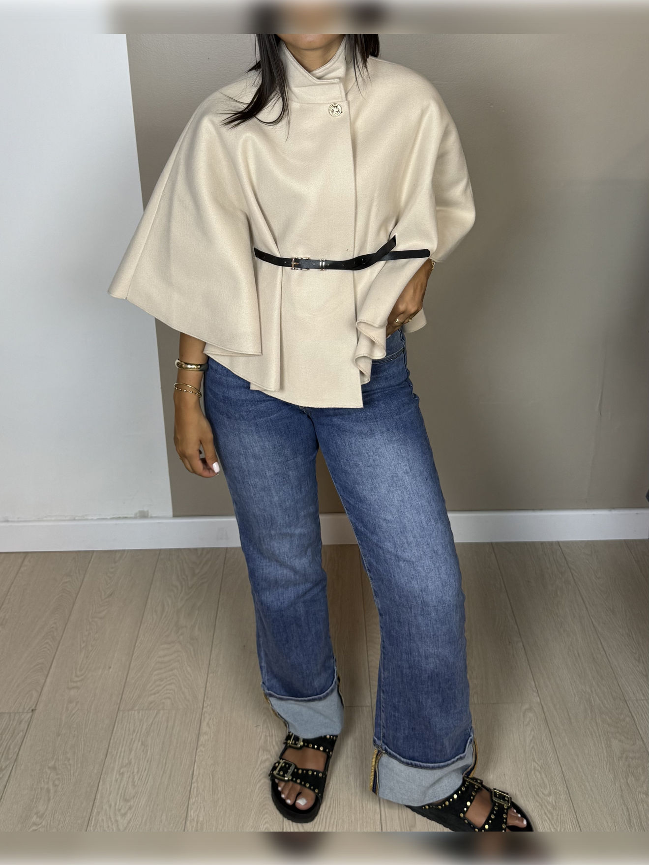 Poncho façon laine ceinture PAOLA - A1