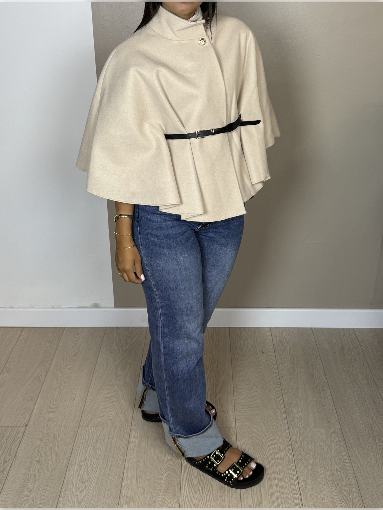 Poncho façon laine ceinture PAOLA - A1