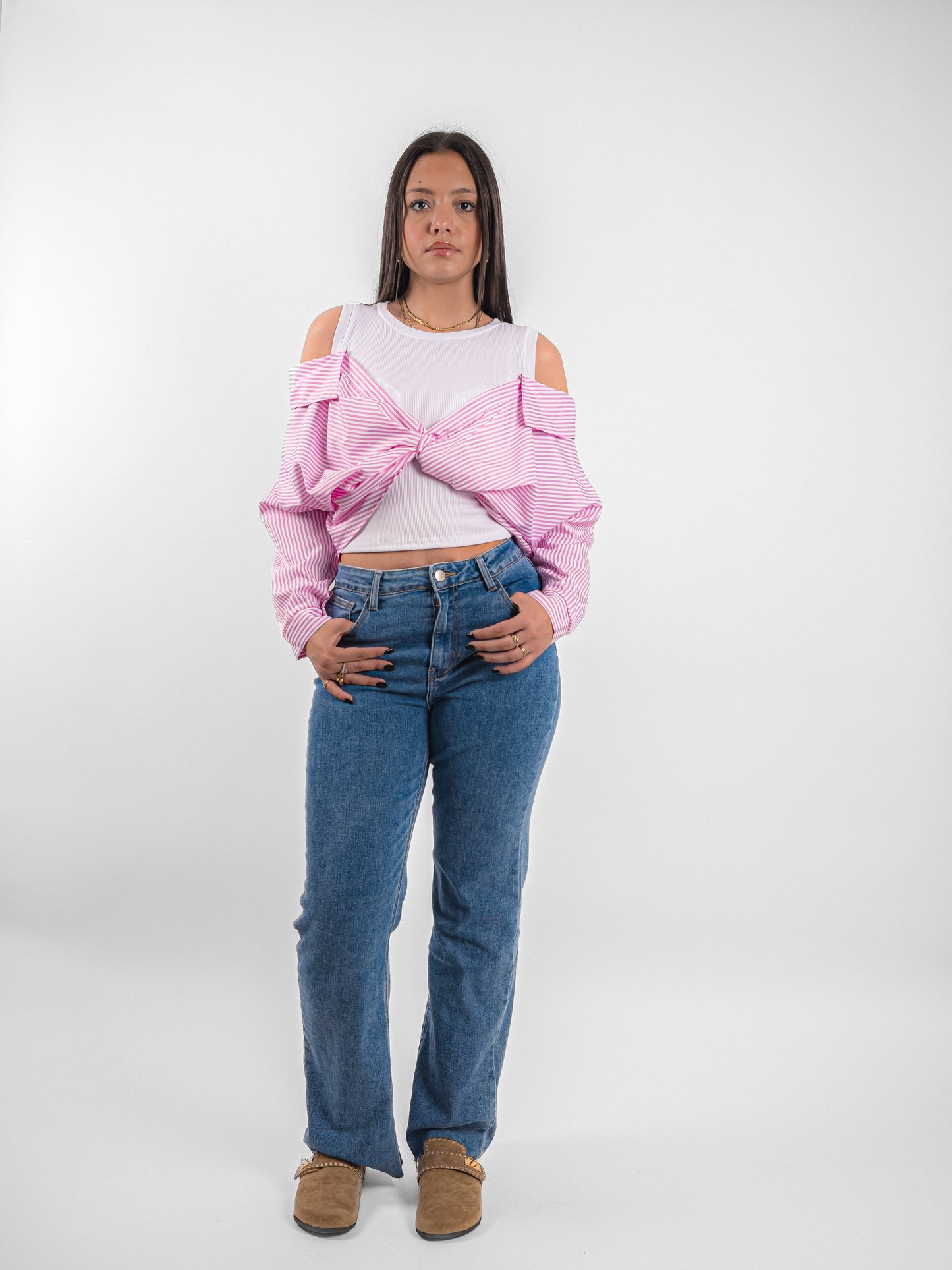 Débardeur à chemise rayé tombante